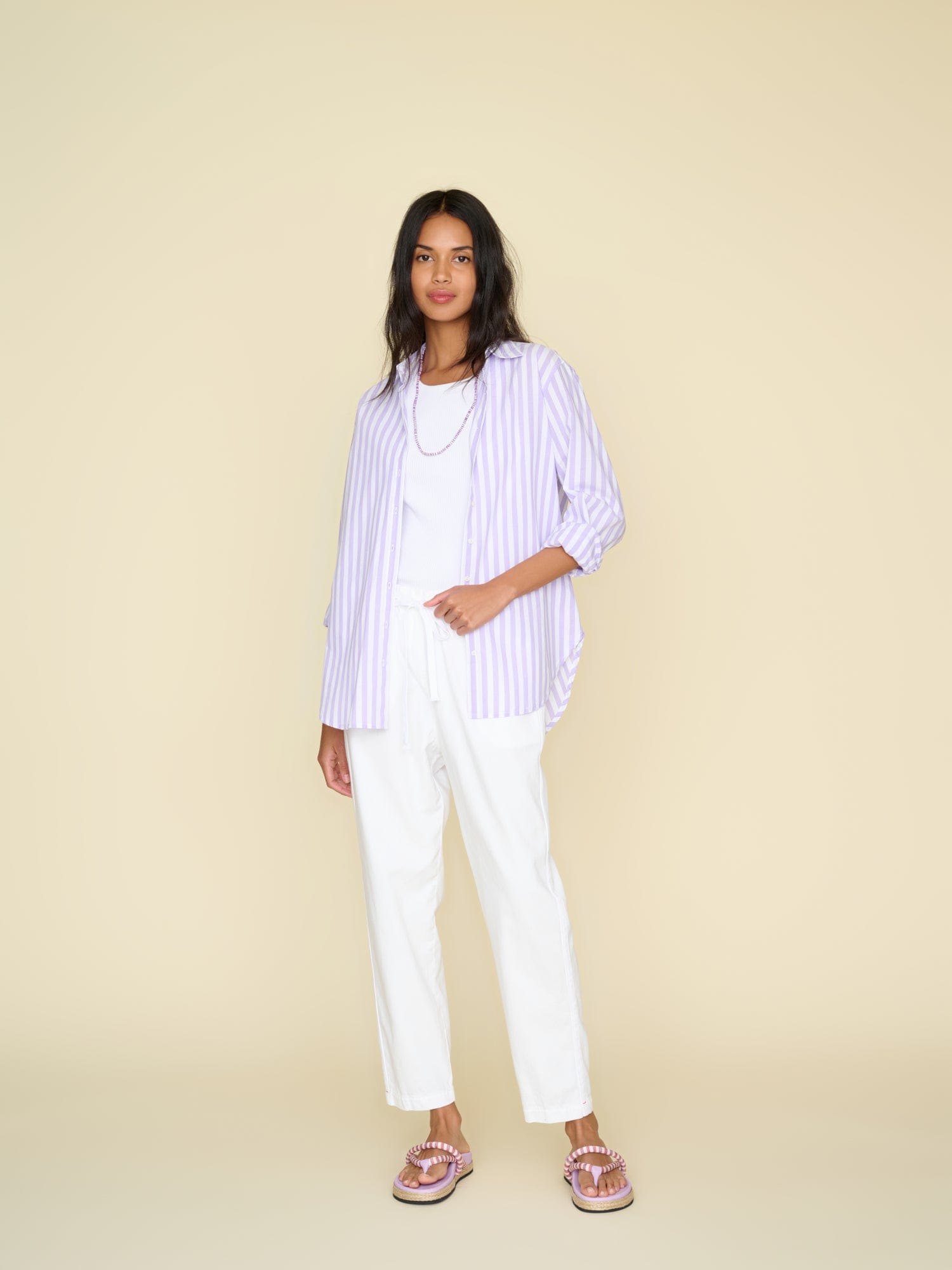 【HI FI FNK】Wales White Cotton Pants HI FI FNK】Wales White Cotton Pants Fenton Wide Leg Pants