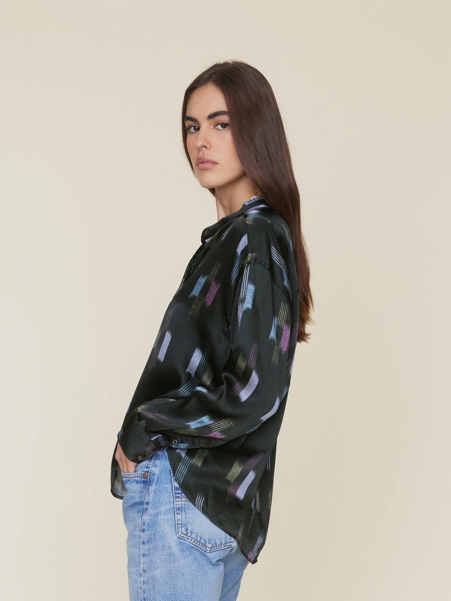 Xirena Shirt Black Ikat Penrose Shirt