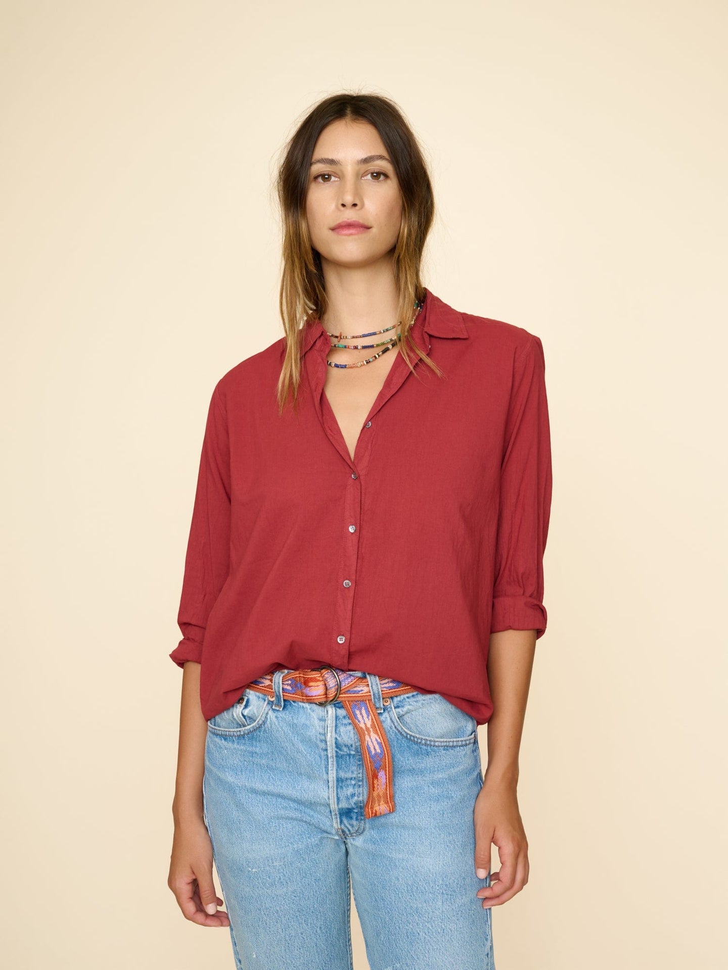 Xirena Shirt Brick Red Beau Shirt