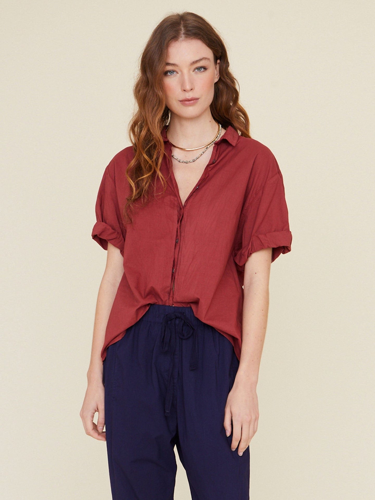 Xirena Shirt Brick Red Channing Shirt