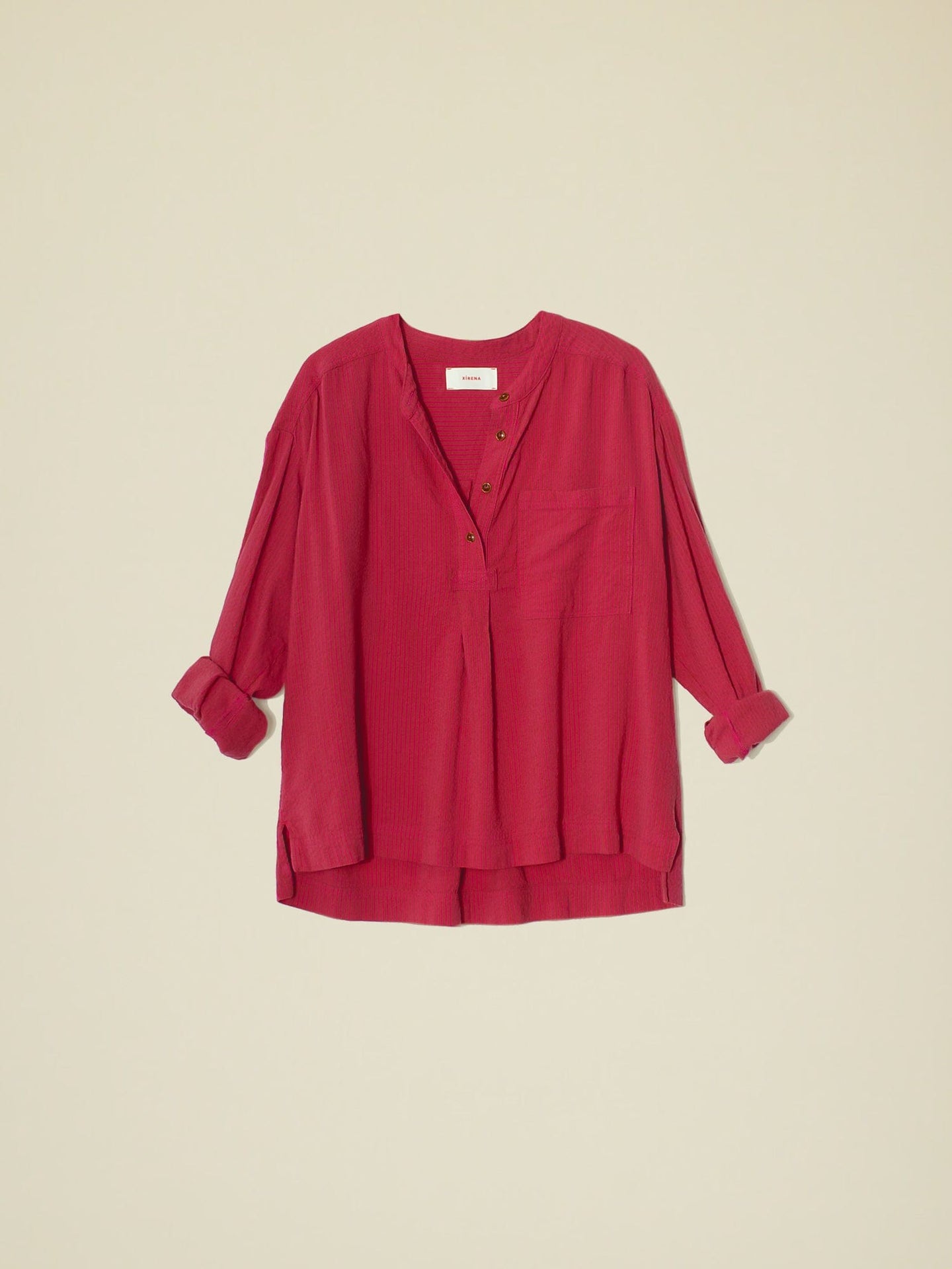 Xirena Shirt Cerise Stripe Makenzie Shirt