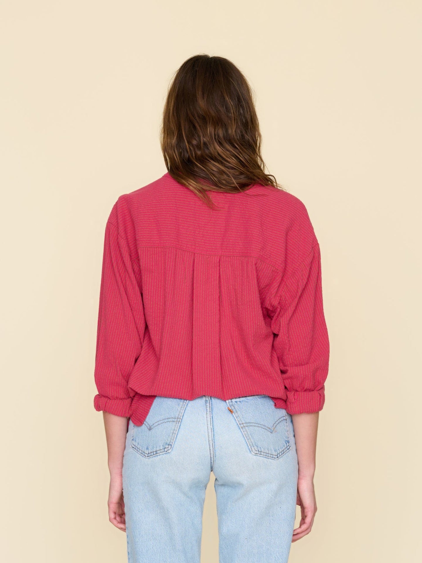 Xirena Shirt Cerise Stripe Makenzie Shirt
