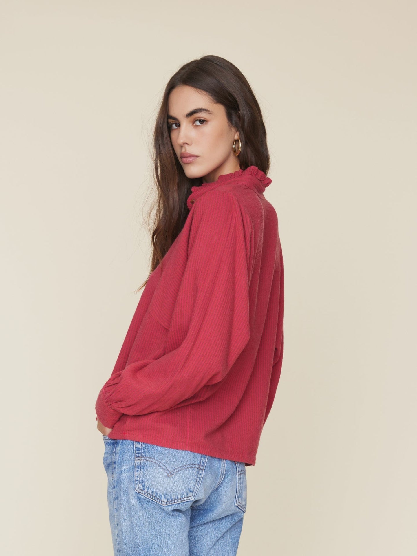 Xirena Shirt Cerise Stripe Serafina Shirt