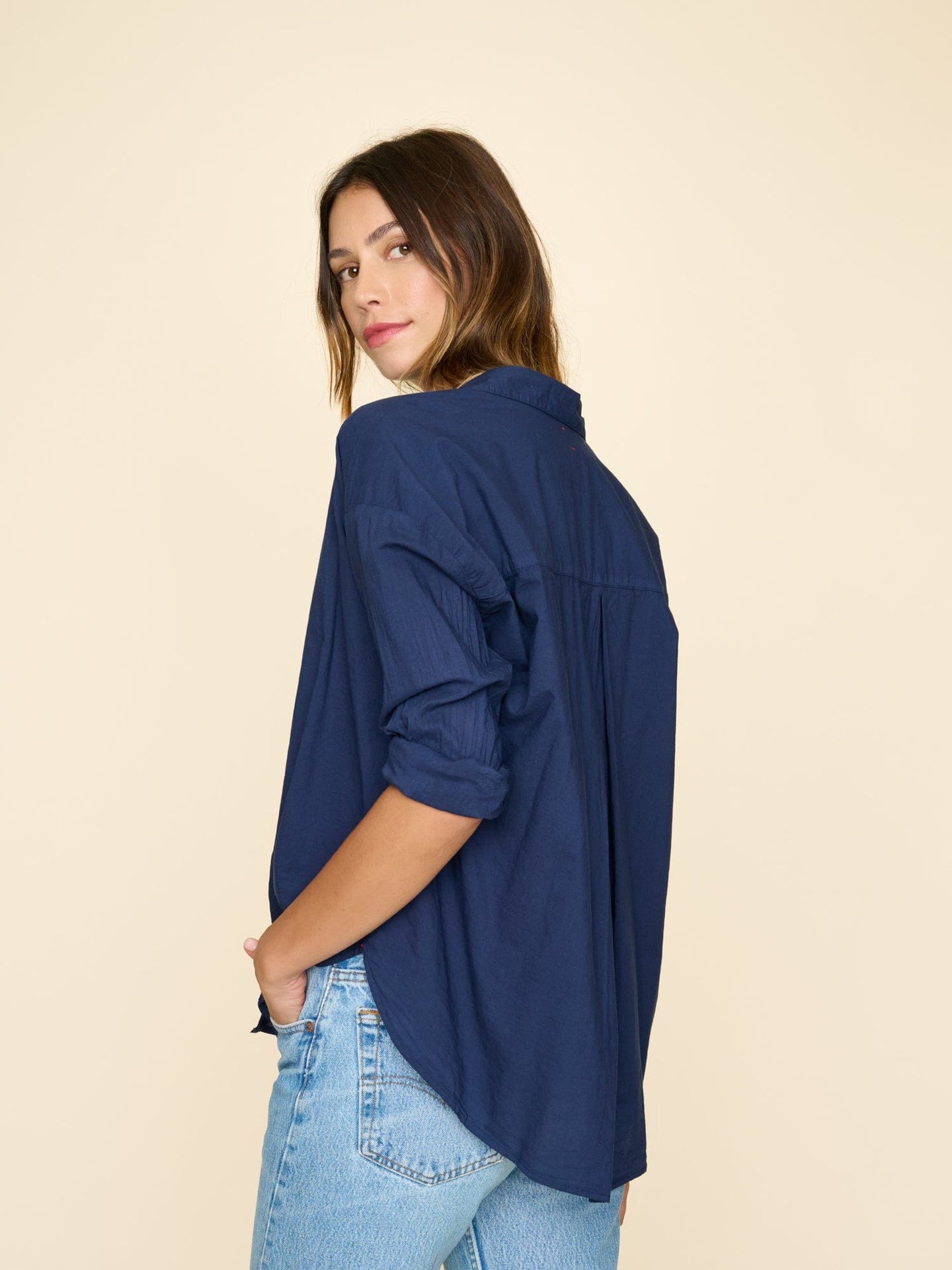 Xirena Shirt Navy Jace Shirt