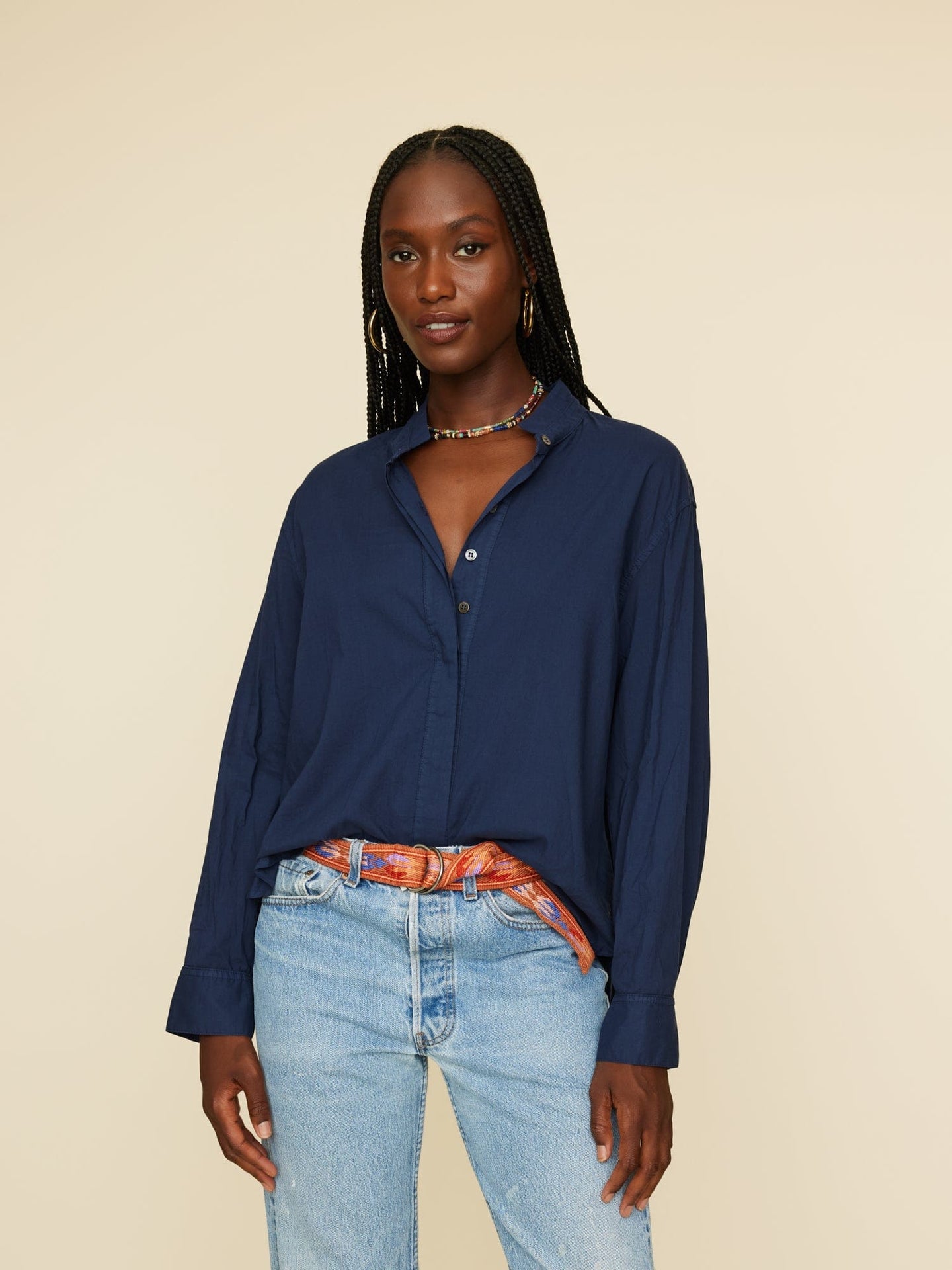 Xirena Shirt Navy Malone Shirt