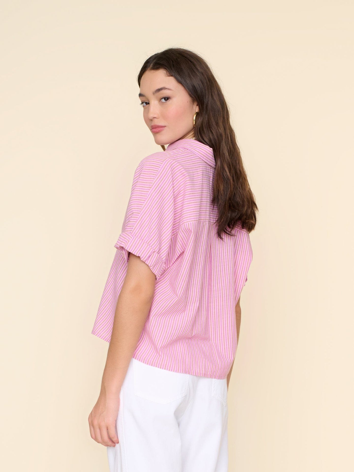 Xirena Shirt Rose Dawn Stripe Teddy Shirt
