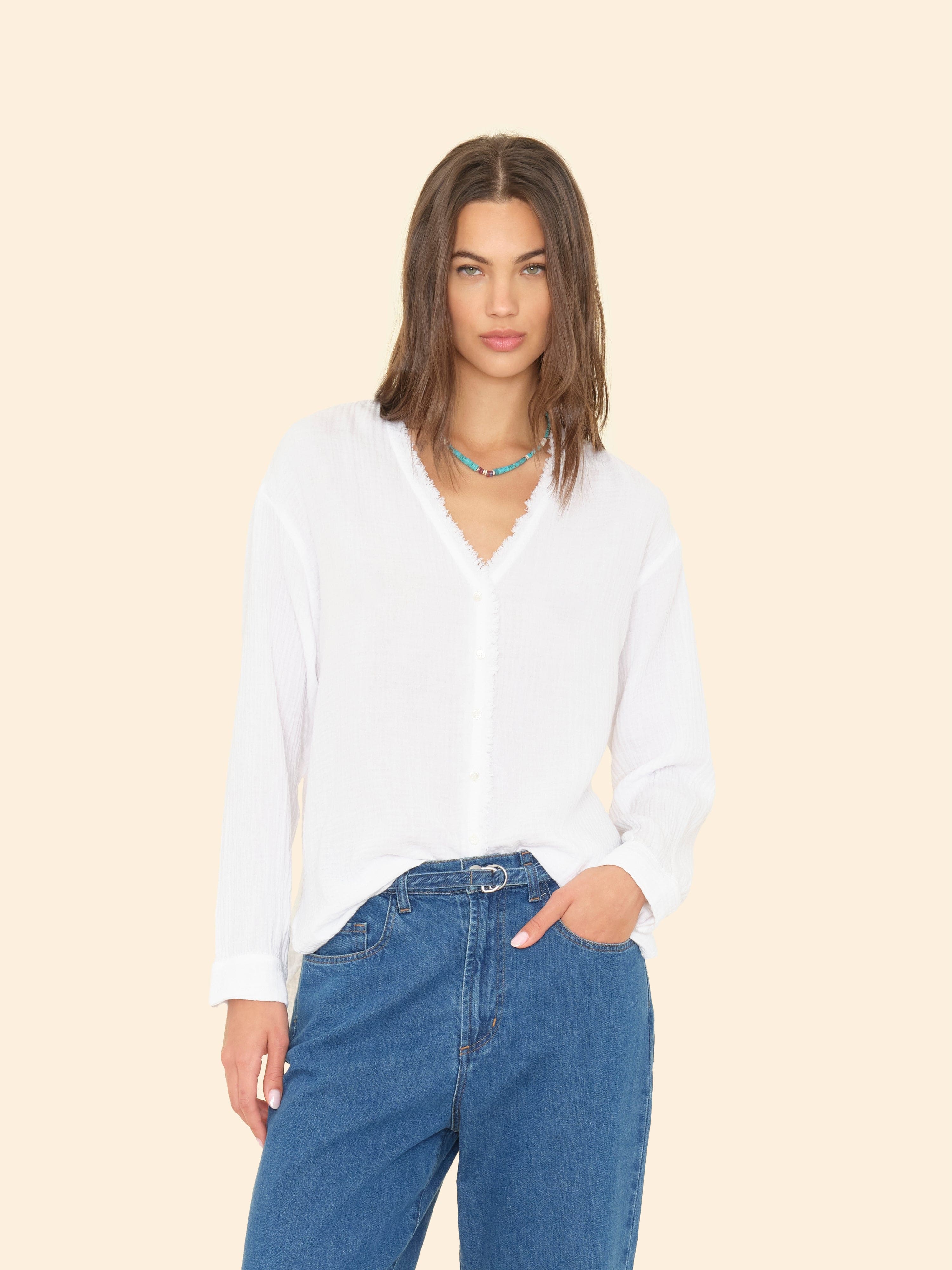 セットアップ xirena-shirt-white-reagan- シャツ/ブラウス(長袖/七分)