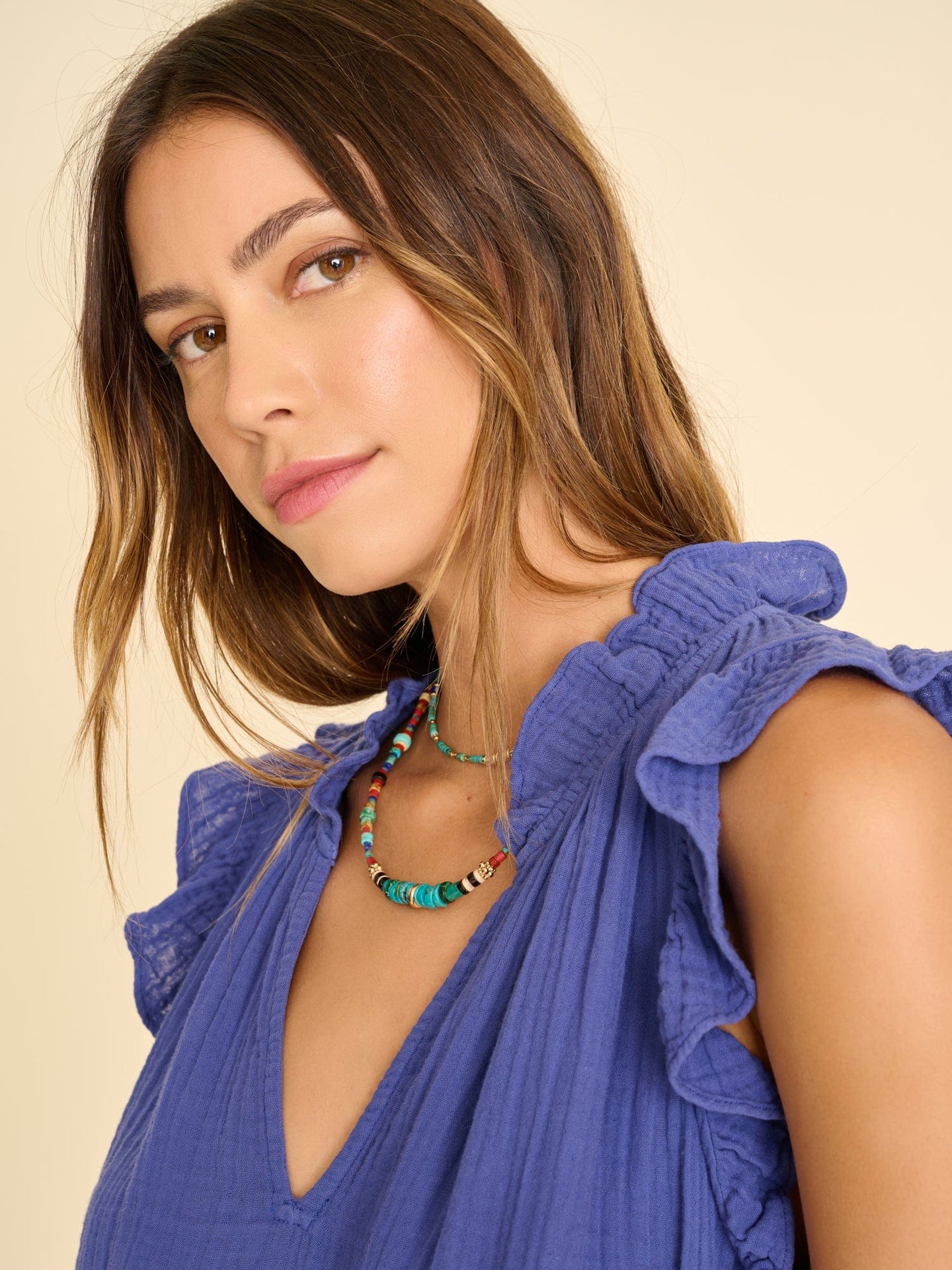 Xirena Top Blue Billow Bex Gauze Top