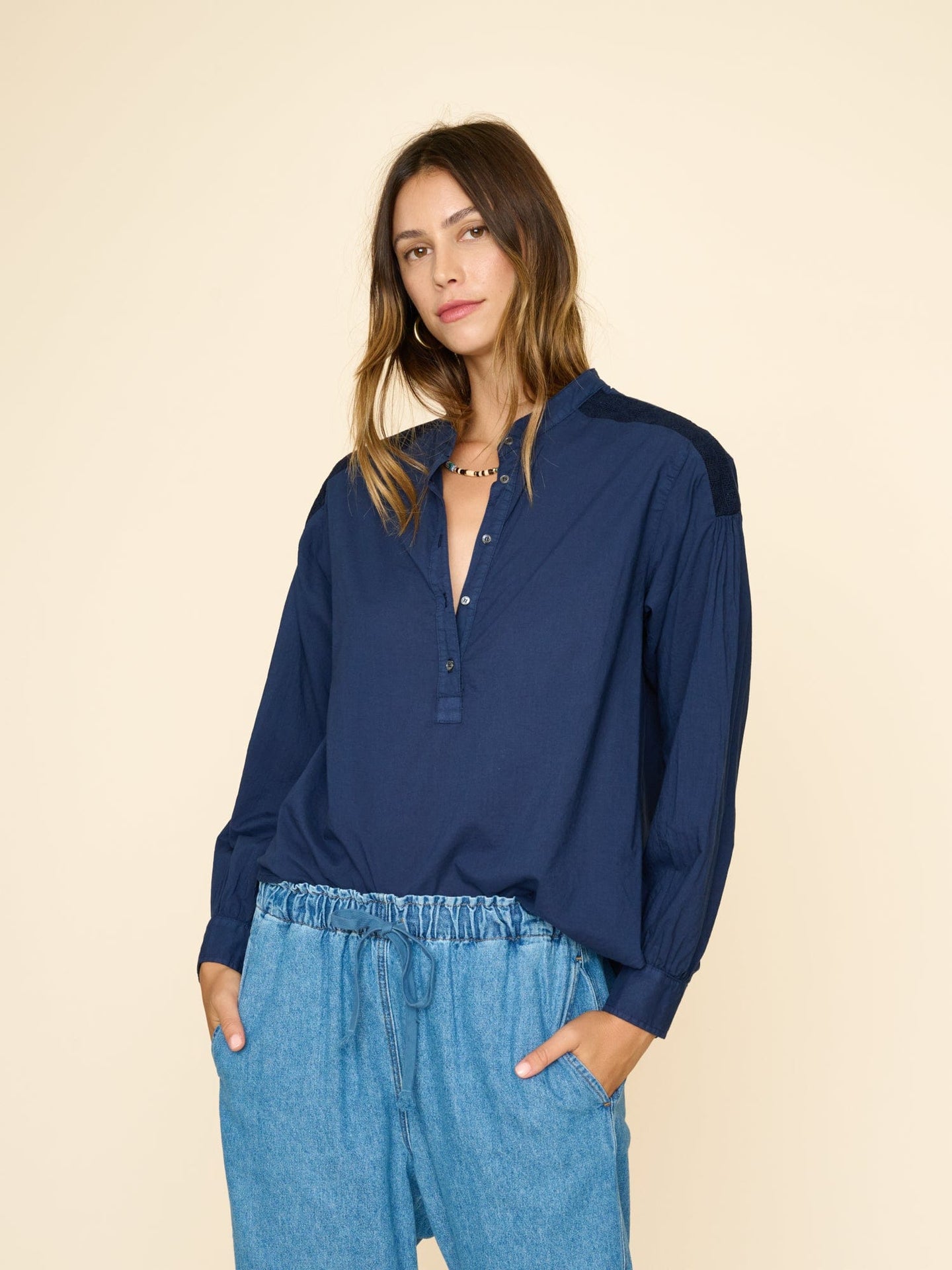 Xirena Top Navy Slater Top