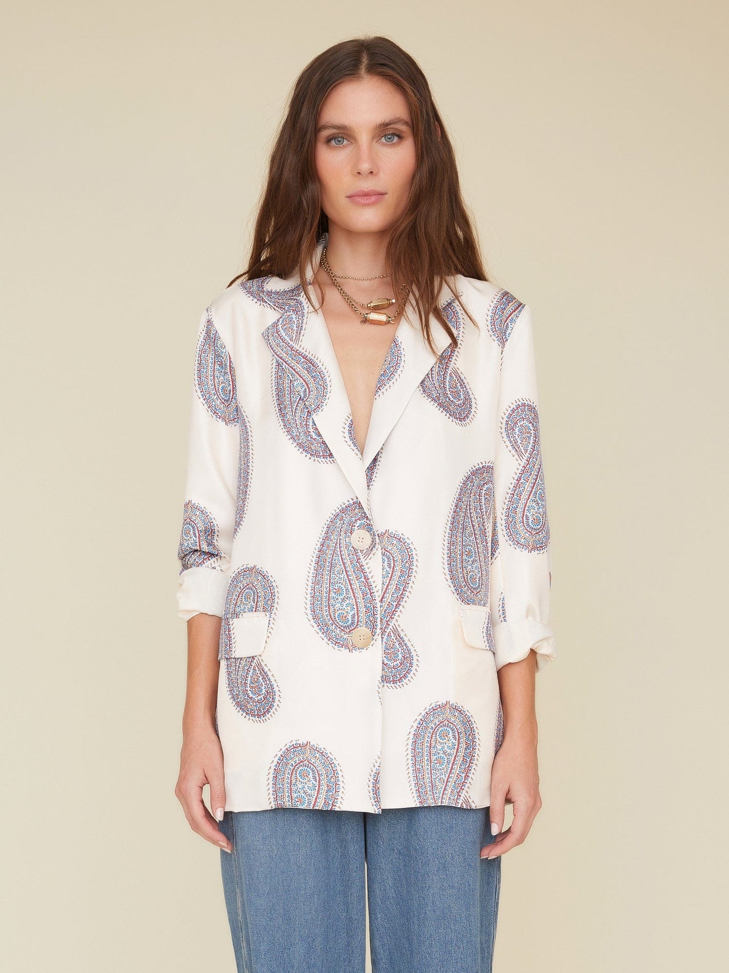 Xirena Jacket Ivory Paisley Rowe Blazer