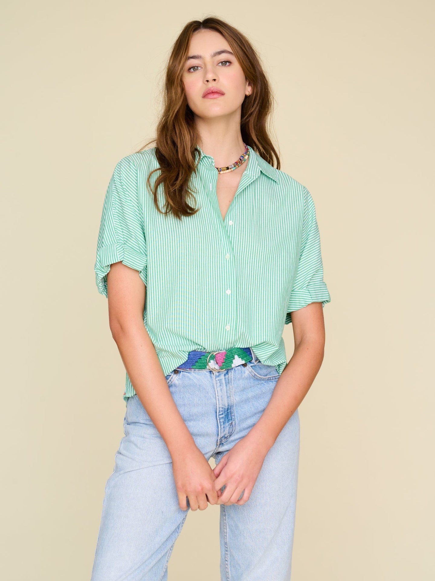 Xirena Shirt Clover Stripe Teddy Shirt