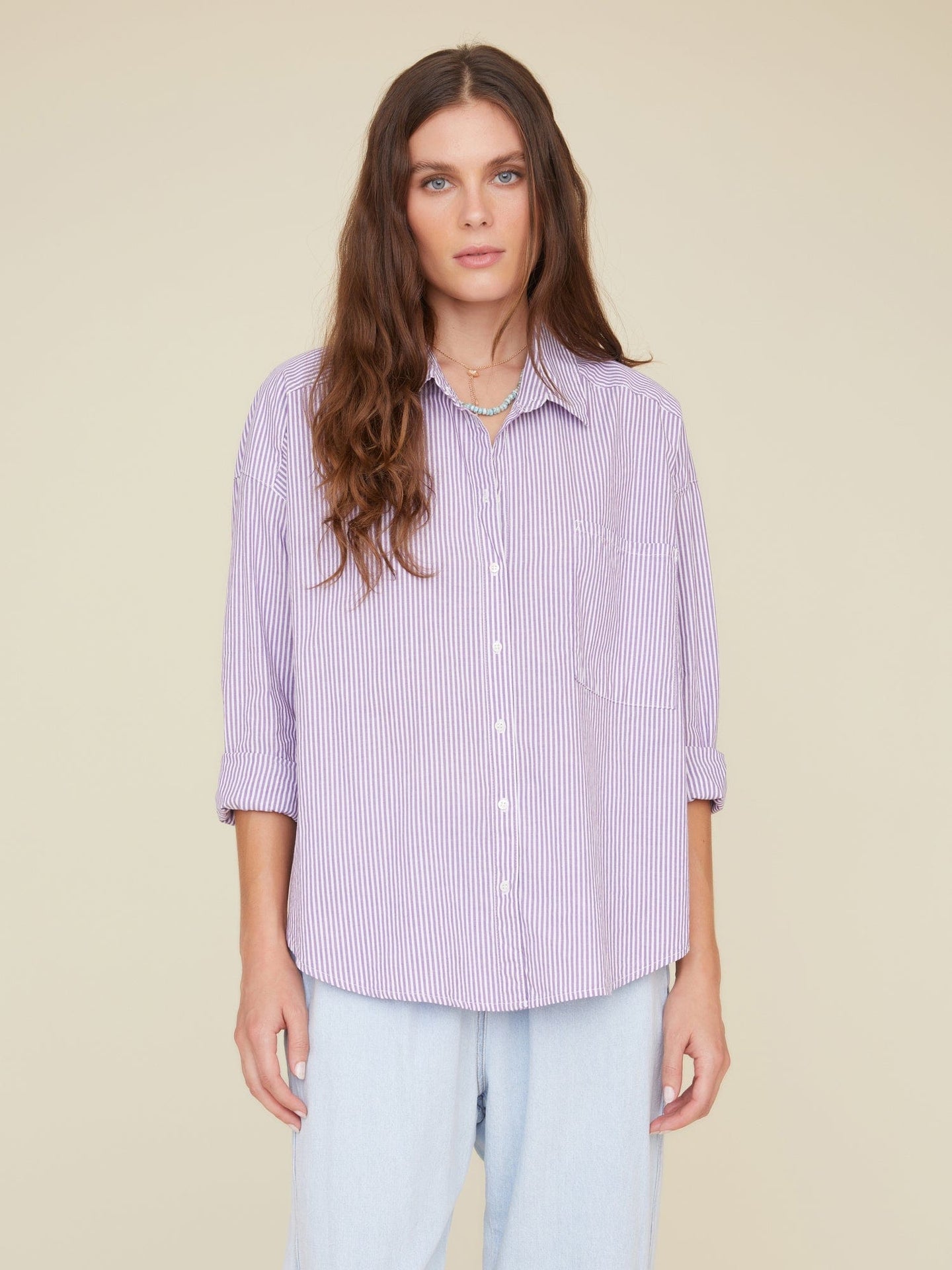 Xirena Shirt Plum Stripe Jordy Shirt